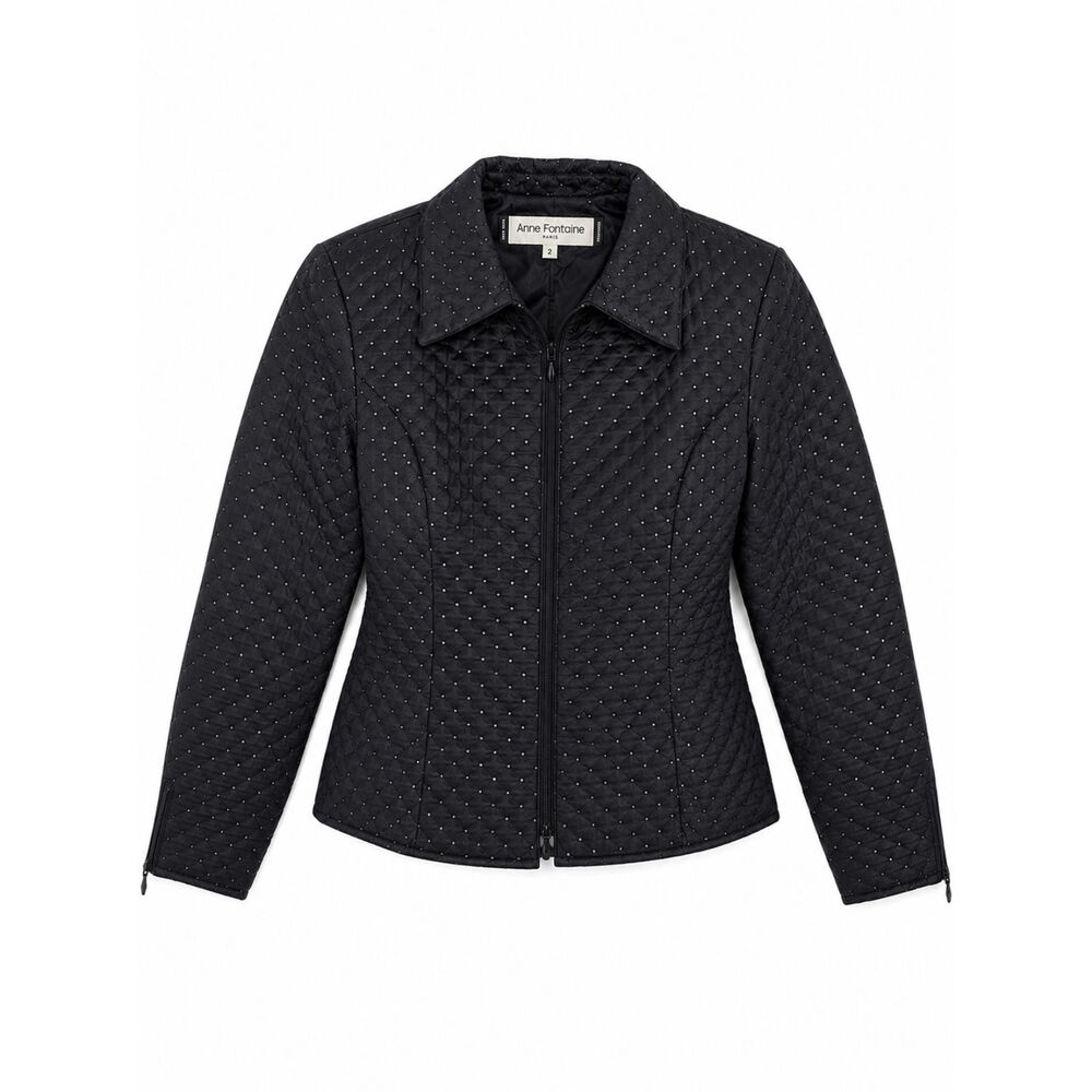 Anne Fontaine Jacket Women's Size 2 Black Felicia 3 Zip-Up Quilted